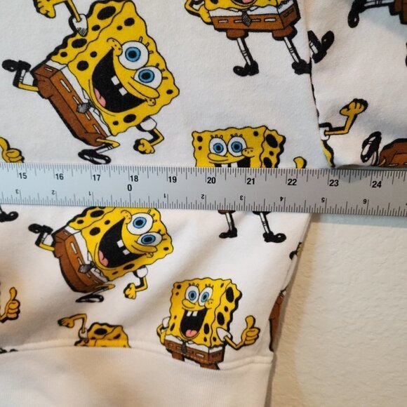 Nickelodeon XL Sponge Bob White Cropped Oversize Hoodie Sweatshirt JUNIORS - Picture 4 of 6